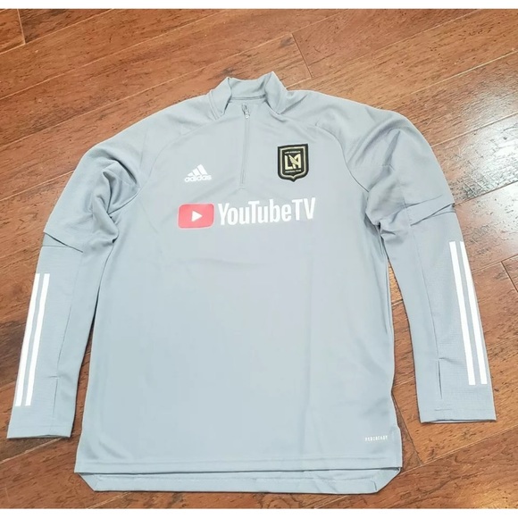 Adidas MLS Los Angeles Galaxy FC Mens 3/4 Zip Soccer Grey Pullover only Small - Picture 2 of 7